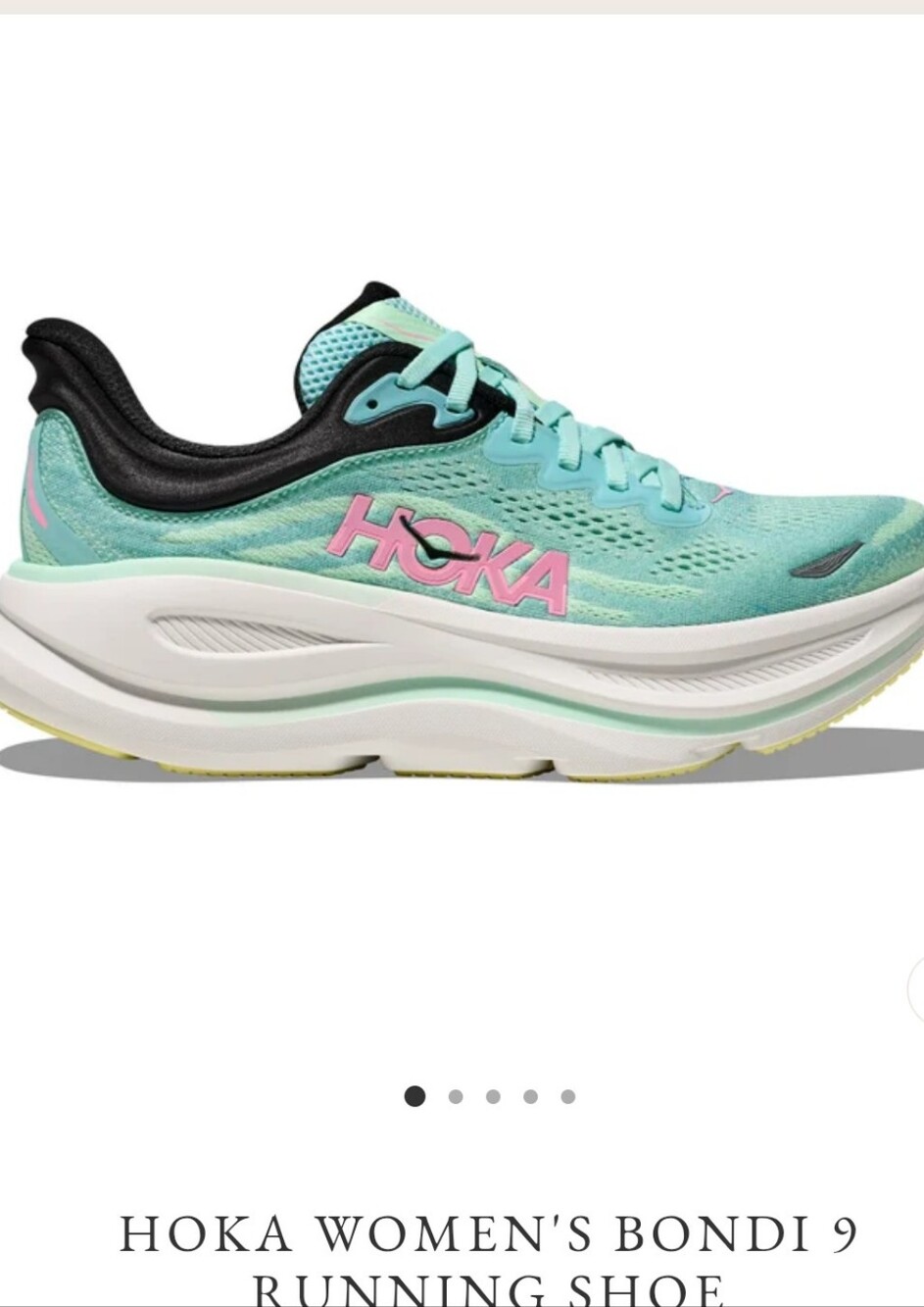 Hoka Women's Bondi 9 Running Shoe - Mint with Pink Logo